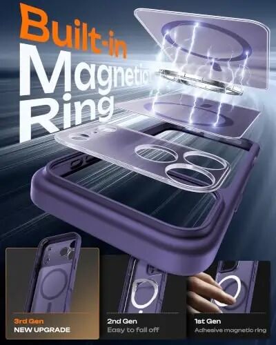 TOCOL for iPhone 18 Pro Case Midnight Purple, Compatible with MagSafe | Built-in Magnets, Camera Control Cover, Full Camera & Military-Grade Protection Anti-Slip Slim Translucent Matte Phone Case - 4