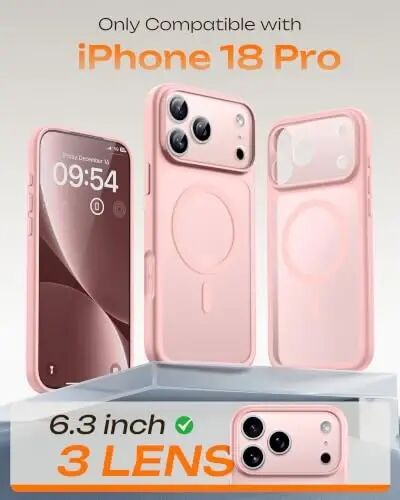 TOCOL for iPhone 18 Pro Case Pink, Compatible with MagSafe | Built-in Magnets, Camera Control Cover, Full Camera & Military-Grade Protection Anti-Slip Slim Translucent Matte Phone Case - TOCOL (1)