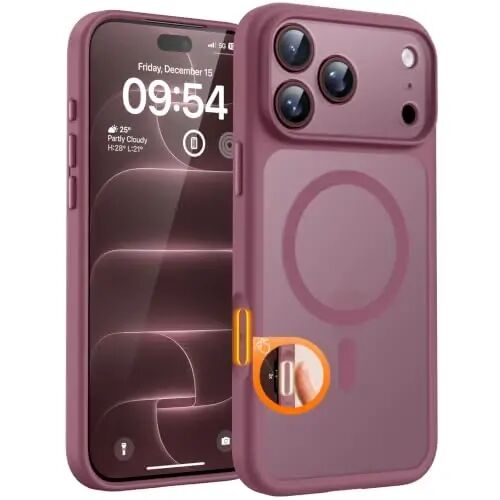 TOCOL for iPhone 18 Pro Case Plum, Compatible with MagSafe | Built-in Magnets, Camera Control Cover, Full Camera & Military-Grade Protection Anti-Slip Slim Translucent Matte Phone Case - 1