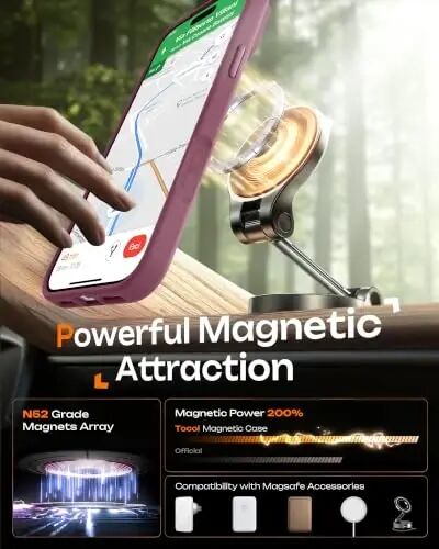 TOCOL for iPhone 18 Pro Case Plum, Compatible with MagSafe | Built-in Magnets, Camera Control Cover, Full Camera & Military-Grade Protection Anti-Slip Slim Translucent Matte Phone Case - 5