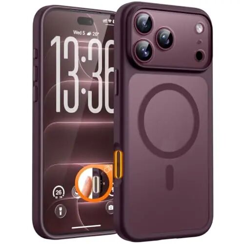 TOCOL for iPhone 18 Pro Max Case Burgundy, Compatible with MagSafe | Built-in Magnets, Camera Control Cover, Full Camera & Military-Grade Protection Anti-Slip Slim Translucent Matte Phone Case - 1