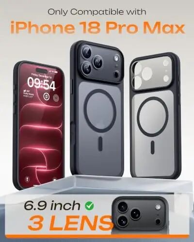 TOCOL for iPhone 18 Pro Max Case, Compatible with MagSafe, Black | Camera Control Cover, Built-in Magnets, Full Camera & Military-Grade Protection Anti-Slip Slim Translucent Matte Phone Case - 2
