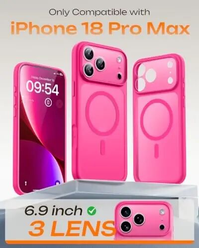 TOCOL for iPhone 18 Pro Max Case, Compatible with MagSafe, Hot Pink | Built-in Magnets, Camera Control Cover, Full Camera & Military-Grade Protection Anti-Slip Slim Translucent Matte Phone Case - TOCOL (1)