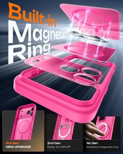 TOCOL for iPhone 18 Pro Max Case, Compatible with MagSafe, Hot Pink | Built-in Magnets, Camera Control Cover, Full Camera & Military-Grade Protection Anti-Slip Slim Translucent Matte Phone Case - 4