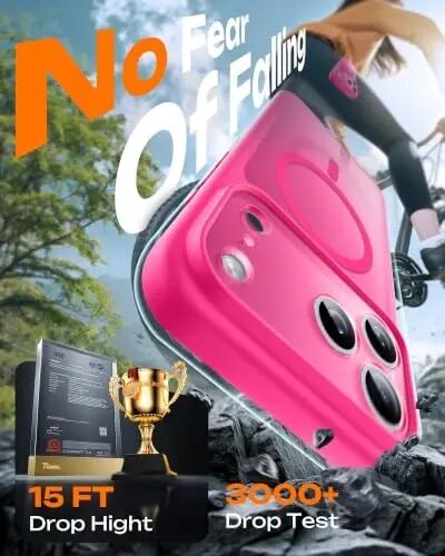 TOCOL for iPhone 18 Pro Max Case, Compatible with MagSafe, Hot Pink | Built-in Magnets, Camera Control Cover, Full Camera & Military-Grade Protection Anti-Slip Slim Translucent Matte Phone Case - 6