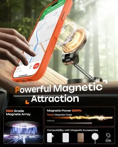 TOCOL for iPhone 18 Pro Max Case, Compatible with MagSafe, Orange | Built-in Magnets, Camera Control Cover, Full Camera & Military-Grade Protection Anti-Slip Slim Translucent Matte Phone Case - 5