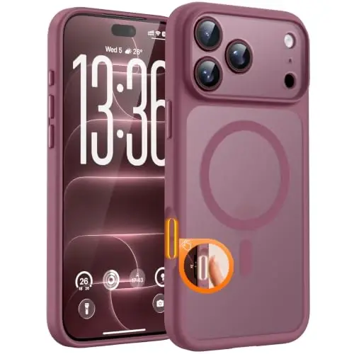 TOCOL for iPhone 18 Pro Max Case, Compatible with MagSafe, Plum | Built-in Magnets, Camera Control Cover, Full Camera & Military-Grade Protection Anti-Slip Slim Translucent Matte Phone Case - 1