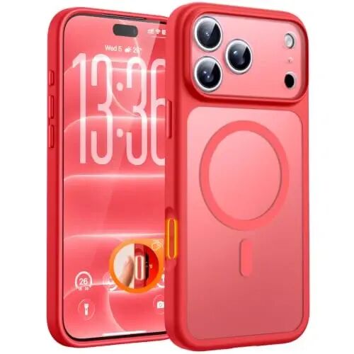 TOCOL for iPhone 18 Pro Max Case, Compatible with MagSafe, Red | Built-in Magnets, Camera Control Cover, Full Camera & Military-Grade Protection Anti-Slip Slim Translucent Matte Phone Case - 1