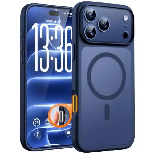 TOCOL for iPhone 18 Pro Max Case Dark Blue, Compatible with MagSafe | Built-in Magnets, Camera Control Cover, Full Camera & Military-Grade Protection Anti-Slip Slim Translucent Matte Phone Case - 1