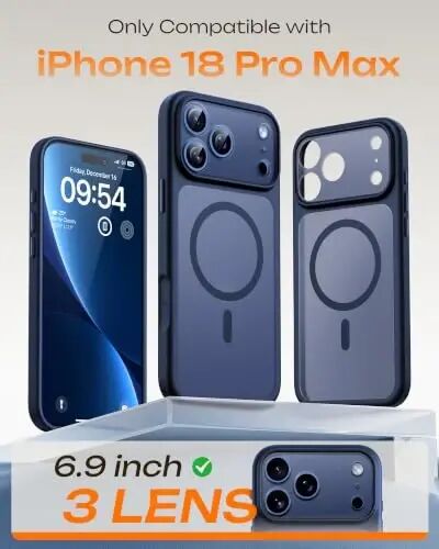 TOCOL for iPhone 18 Pro Max Case Dark Blue, Compatible with MagSafe | Built-in Magnets, Camera Control Cover, Full Camera & Military-Grade Protection Anti-Slip Slim Translucent Matte Phone Case - 2