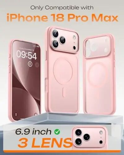 TOCOL for iPhone 18 Pro Max Case Pink, Compatible with MagSafe | Built-in Magnets, Camera Control Cover, Full Camera & Military-Grade Protection Anti-Slip Slim Translucent Matte Phone Case - TOCOL (1)