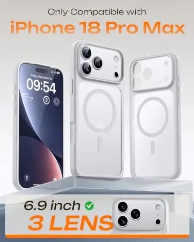 TOCOL for iPhone 18 Pro Max Case White, Compatible with MagSafe | Built-in Magnets, Camera Control Cover, Full Camera & Military-Grade Protection Anti-Slip Slim Translucent Matte Phone Case - TOCOL (1)
