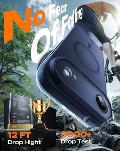 TOCOL for iPhone Air Case, Full Camera Protection, Built-in Magnetic Ring, Compatible with Magsafe Charger, Drop Protection, Translucent Matte Phone Case for iPhone 17 Air 6.5 inch (Dark Blue) - 3