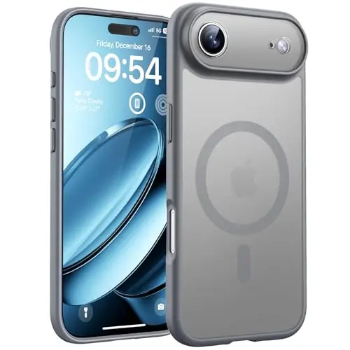 TOCOL for iPhone Air Case, Full Camera Protection, Built-in Magnetic Ring, Compatible with Magsafe Charger, Drop Protection, Translucent Matte Phone Case for iPhone 17 Air 6.5 inch (Gray) 