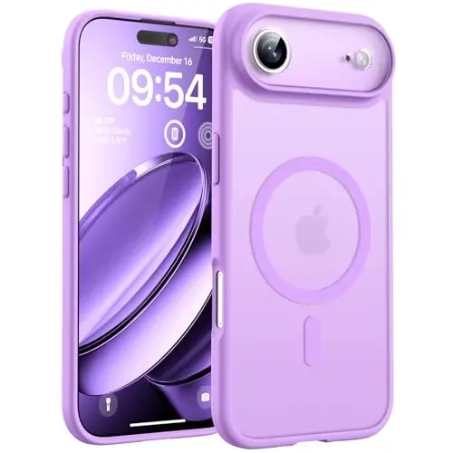 TOCOL for iPhone Air Case, Full Camera Protection, Built-in Magnetic Ring, Compatible with Magsafe Charger, Drop Protection, Translucent Matte Phone Case for iPhone 17 Air 6.5 inch (Light Purple) - 1