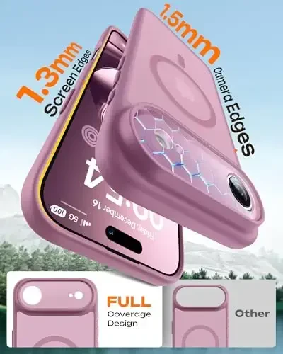 TOCOL for iPhone Air Case, Full Camera Protection, Built-in Magnetic Ring, Compatible with Magsafe Charger, Drop Protection, Translucent Matte Phone Case for iPhone 17 Air 6.5 inch (Lilac Purple) - 4