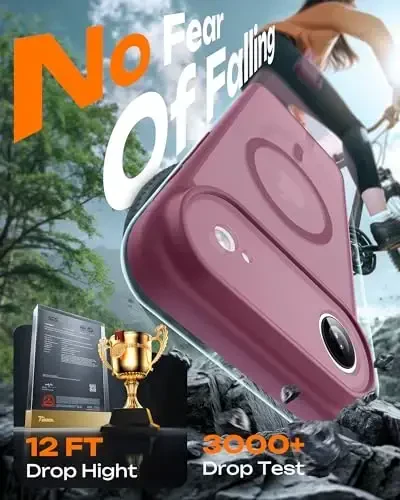 TOCOL for iPhone Air Case, Full Camera Protection, Built-in Magnetic Ring, Compatible with Magsafe Charger, Drop Protection, Translucent Matte Phone Case for iPhone 17 Air 6.5 inch (Lilac Purple) - 3