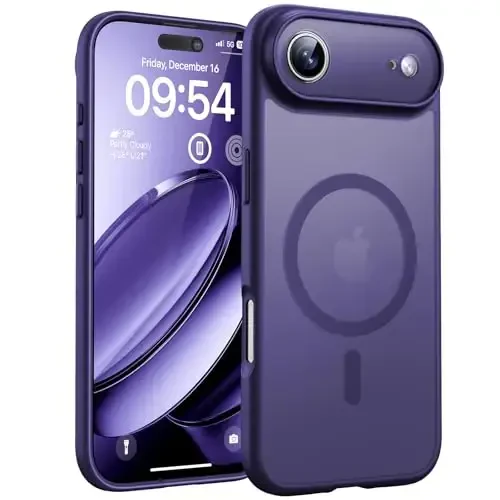 TOCOL for iPhone Air Case, Full Camera Protection, Built-in Magnetic Ring, Compatible with Magsafe Charger, Drop Protection, Translucent Matte Phone Case for iPhone 17 Air 6.5 inch (Midnight Purple) - 1