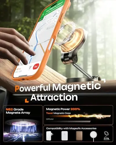 TOCOL for iPhone Air Case, Full Camera Protection, Built-in Magnetic Ring, Compatible with Magsafe Charger, Drop Protection, Translucent Matte Phone Case for iPhone 17 Air 6.5 inch (Orange) - 6