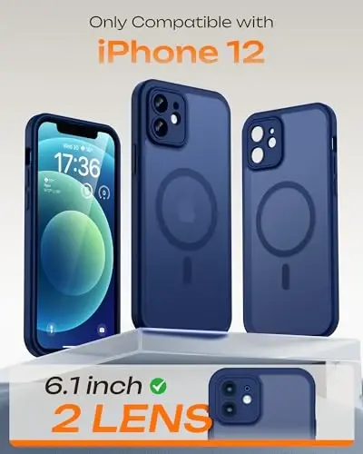 TOCOL for Phone 12 Case, Compatible with Magsafe Charger, Full Camera Protection, Drop Protection, Translucent Matte Phone Case for iPhone 12 6.1 inch (Dark Blue) - 2