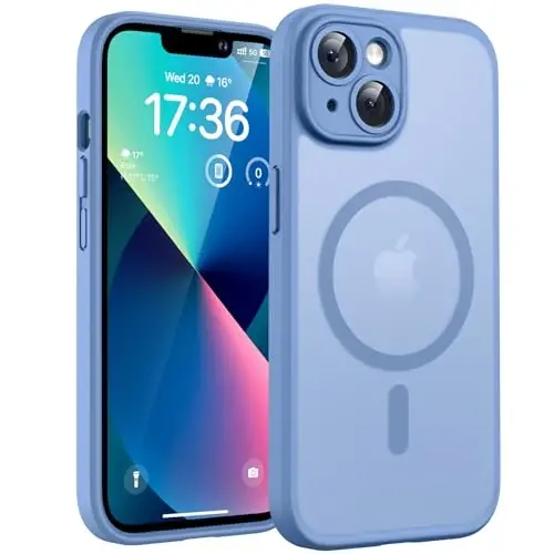 TOCOL for Phone 13 Case, Compatible with Magsafe Charger, Full Camera Protection, Drop Protection, Translucent Matte Phone Case for iPhone 13 6.1 inch (Light Blue) 