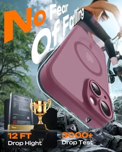 TOCOL for Phone 13 Case, Compatible with Magsafe Charger, Full Camera Protection, Drop Protection, Translucent Matte Phone Case for iPhone 13 6.1 inch (Plum) - 5