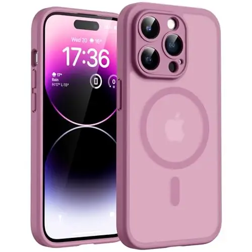 TOCOL for Phone 14 Pro Case, Compatible with Magsafe Charger, Full Camera Protection, Drop Protection, Translucent Matte Phone Case for iPhone 14 Pro 6.1 inch (Lilac Purple) 