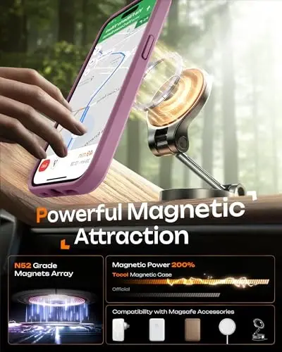 TOCOL for Phone 14 Pro Max Case, Magsafe zaryadlovchi qurilmasiga mos keladi, To‘liq kamera himoyasi, Tushib ketishdan himoya, iPhone 14 Pro Max 6.7 dyuym uchun yarim shaffof matli telefon g‘ilofi (Lilak binafsha) - 4