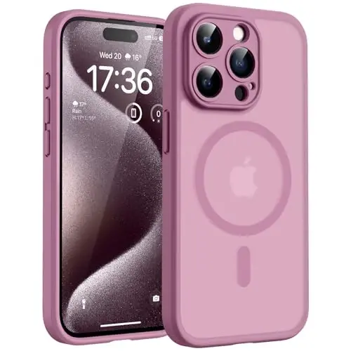 TOCOL for Phone 15 Pro Case, Compatible with Magsafe Charger, Full Camera Protection, Drop Protection, Translucent Matte Phone Case for iPhone 15 Pro 6.1 inch (Lilac Purple) 