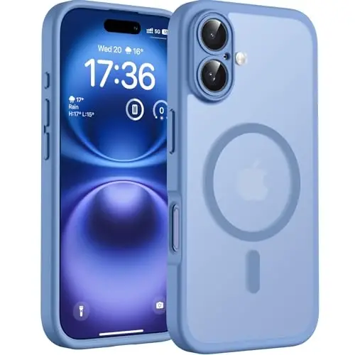 TOCOL for Phone 16 Case, Compatible with Magsafe Charger, Full Camera Protection, Drop Protection, Translucent Matte Phone Case for iPhone 16 6.1 inch (Light Blue) 