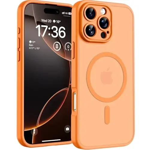 TOCOL for Phone 16 Pro Max Case, Compatible with Magsafe Charger, Full Camera Protection, Drop Protection, Translucent Matte Phone Case for iPhone 16 Pro Max 6.9 inch (Orange) 