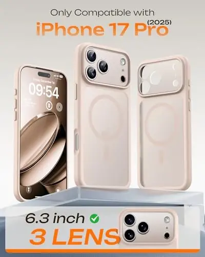 TOCOL for Phone 17 Pro Case, Full Camera Protection, Built-in Magnetic Ring, Compatible with Magsafe Charger, Drop Protection, Translucent Matte Phone Case for Phone 17 Pro 6.3 inch (Desert) - 2