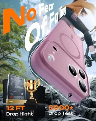 TOCOL for Phone 17 Pro Case, Full Camera Protection, Built-in Magnetic Ring, Compatible with Magsafe Charger, Drop Protection, Translucent Matte Phone Case for Phone 17 Pro 6.3 inch (Lilac Purple) - 6