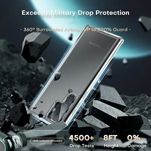 TOCOL for Samsung Galaxy S22 Ultra Case, Drop Protection Case, Clear | Full Camera & Military-Grade Protection, Anti-Slip Shockproof Slim Translucent Matte Back Phone Cover - 3