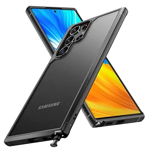 TOCOL for Samsung Galaxy S22 Ultra Case, Drop Protection Matte Case, Black | Full Camera & Military-Grade Protection, Anti-Slip Shockproof Slim Translucent Matte Back Phone Cover - 1