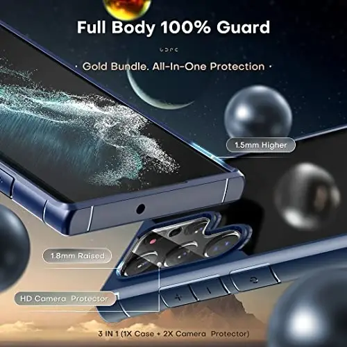 TOCOL for Samsung Galaxy S22 Ultra Case, Translucent Matte Hard Back [Military Grade Shockproof] [Anti-Scratch & Anti-Fingerprint] Slim Fit Protective Cover for Galaxy S22 Ultra Case 6.8'', Navy Blue - 4