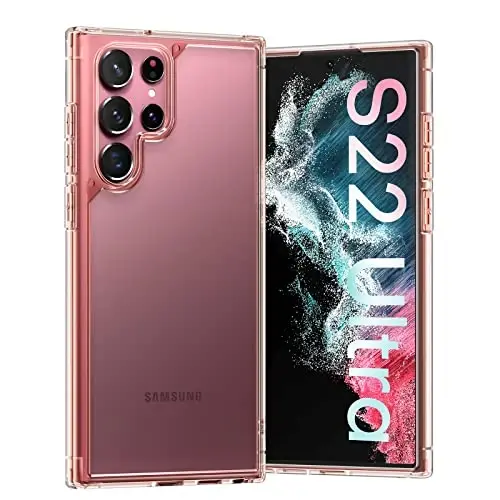 TOCOL for Samsung Galaxy S22 Ultra Case, Translucent Matte Hard Back [Military Grade Shockproof] [Anti-Scratch & Anti-Fingerprint] Slim Fit Protective Cover for Galaxy S22 Ultra Case 6.8'', Rose Gold | Full Camera & Military-Grade Protection, Anti-Sl - 1