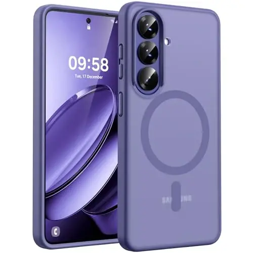 TOCOL for Samsung Galaxy S26 Case, Compatible with Magsafe, Full Camera Protection, Built-in Magnetic Ring, Drop Protection, Translucent Matte Phone Case for S26 (Lavender Gray) - 1