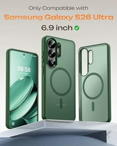 TOCOL for Samsung Galaxy S26 Ultra Case, Compatible with Magsafe, Built-in Magnets, Drop Protection, Slim Translucent Matte for S26 Ultra Phone Case 6.9 inch (Alpine Green) - 2