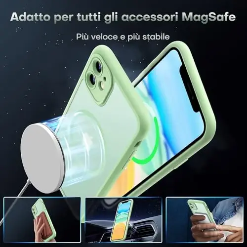 TOCOL iPhone 11 G‘ilof uchun, Magsafe bilan mos keladi, To‘liq kamera himoyasi, O‘rnatilgan magnitlar, Tomchidan himoya, Tiniq matli telefon g‘ilofi iPhone 11 6.1 dyuym uchun (Och binafsha) - 3