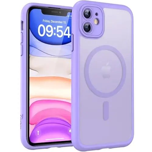TOCOL iPhone 11 Kılıfı için Mıknatıslı, Yükseltilmiş Tam Kamera Koruması, Magsafe ile Uyumlu, Askeri Sınıf Koruma, iPhone 11 6.1 İnç için Tampon (Açık Mor) - 1