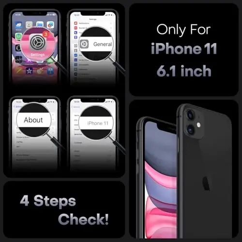 TOCOL iPhone 11 uchun telefon g‘ilofi, Magsafe zaryadlovchi qurilmasiga mos keladi, to‘liq kamera himoyasi, tushishdan himoya qilish, iPhone 11 6,1 dyuym uchun yarim shaffof mat (Qora) - 2