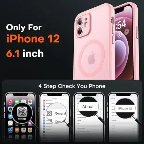 TOCOL 3 in 1 Magnetic for iPhone 12 Case Upgraded Full Camera Protection Compatible with Magsafe 15FT Military Grade Protection Bumper 6.1 Light Pink - 2