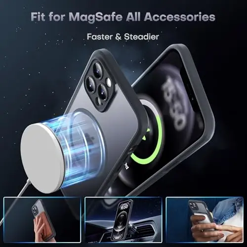 TOCOL for iPhone 12 Pro Max Case, Upgraded Full Camera Protection, Compatible with Magsafe, Drop Protection, Translucent Magnetic Matte Phone Case for iPhone 12 Pro Max 6.7 inch (Black) - 3