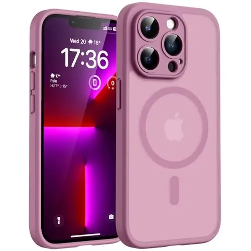 TOCOL iPhone 13 Pro Max Kılıf, Magsafe Şarj Cihazı ile Uyumlu, Tam Kamera Koruması, iPhone 13 Pro Max iPhone Kılıf 6.7 inç için Yarı Saydam Mat (Lila Moru) 