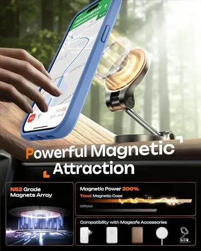 TOCOL iPhone 13 Pro Max Kılıfı, Magsafe Şarj Cihazı ile Uyumlu, Tam Kamera Koruması, iPhone 13 Pro Max iPhone Kılıfı 6.7 inç için Yarı Saydam Mat (Açık Mavi) - 4