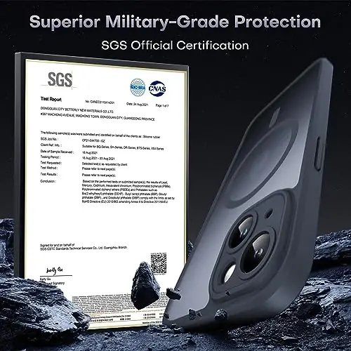 TOCOL Magnetic for iPhone 14 Case, Compatible with Magsafe, Upgraded Full Camera Protection, Drop Protection, Translucent Matte Back Bumper Phone Cover 6.1-Inch (Black) - 5