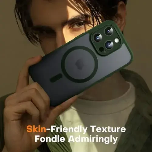 TOCOL Magnetic for iPhone 14 Pro Case, Upgraded Full Camera Protection, Compatible with Magsafe, Drop Protection, Translucent Matte Back Bumper Phone Cover 6.1-Inch, Alpine Green - 6