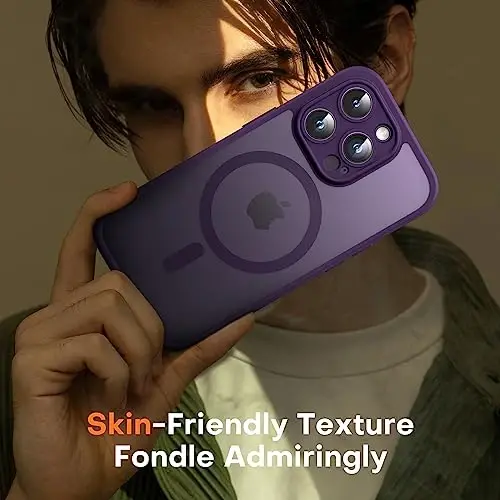 TOCOL Magnetic for iPhone 14 Pro Case, Upgraded Full Camera Protection, Compatible with Magsafe, Drop Protection, Translucent Matte Back Bumper Phone Cover 6.1-Inch (Midnight Purple) - 7