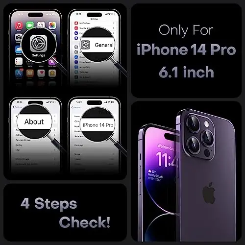 TOCOL Magnetic for iPhone 14 Pro Case, Upgraded Full Camera Protection, Compatible with Magsafe, Drop Protection, Translucent Matte Back Bumper Phone Cover 6.1-Inch (Midnight Purple) - 2